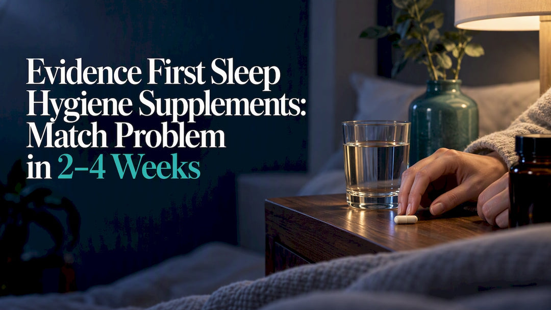 Hands choosing an unlabelled sleep supplement