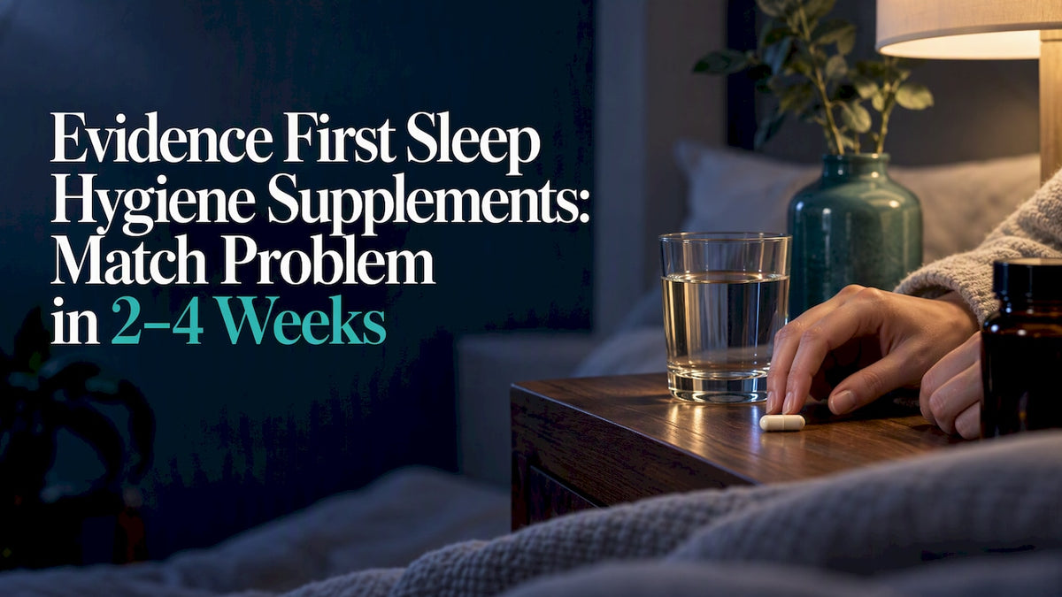 Hands choosing an unlabelled sleep supplement