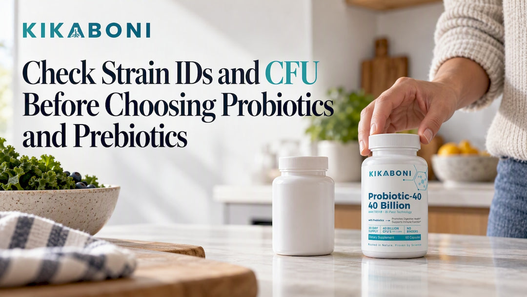Kikaboni probiotic bottle during supplement selection
