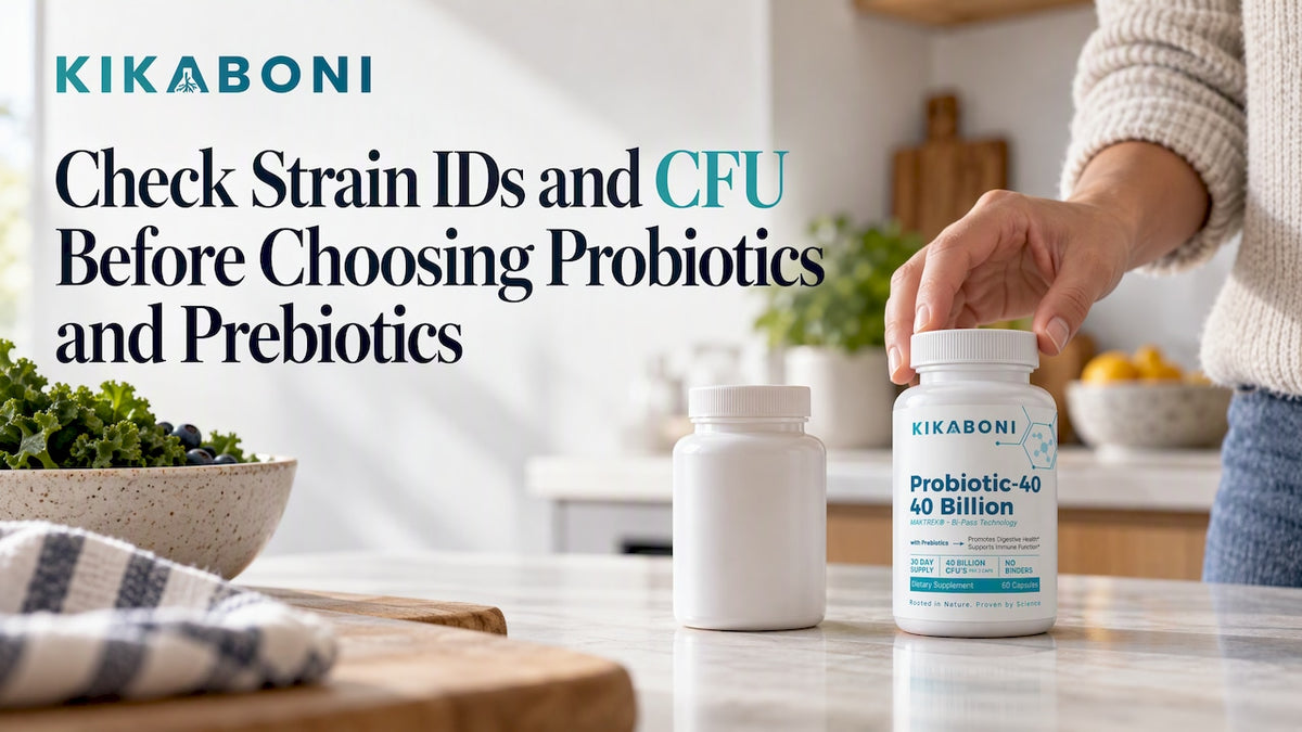 Kikaboni probiotic bottle during supplement selection