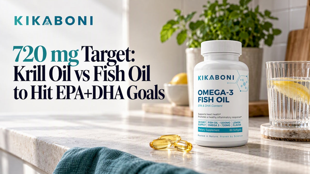 Kikaboni Omega-3 Fish Oil on a kitchen counter