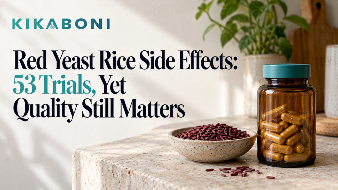 Red yeast rice capsules beside fermented rice