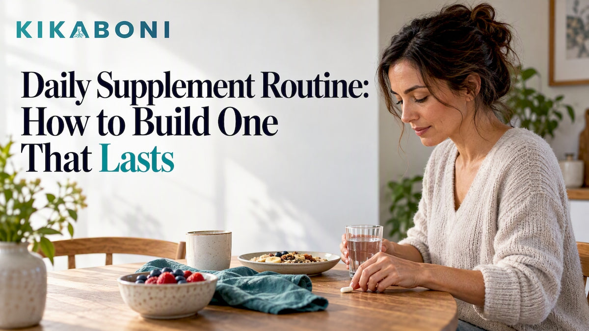 Woman setting out a daily supplement