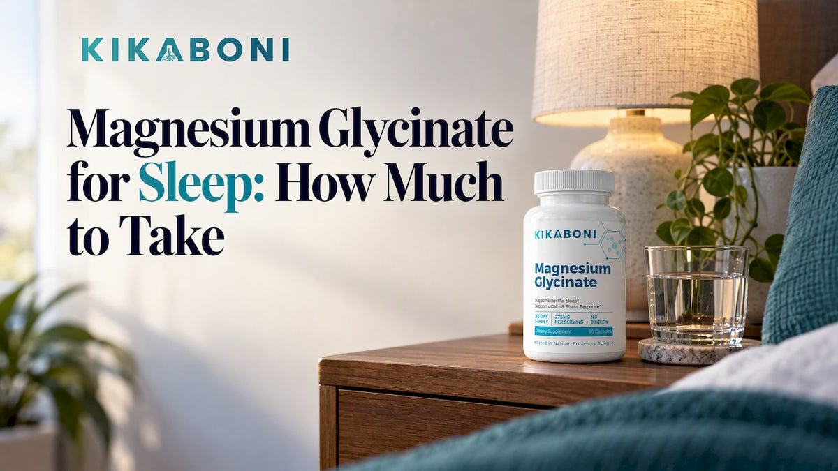 Magnesium glycinate beside a calm bedroom