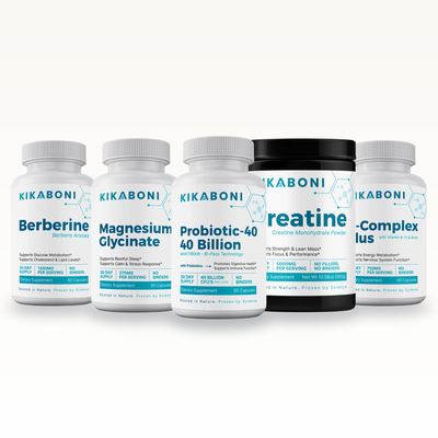 Kikaboni Weight Management Stack: Berberine, Magnesium Glycinate, Probiotic-40 with 40 Billion CFU, Creatine Monohydrate Powder, B-Complex Plus with Vitamin B-12 & Biotin